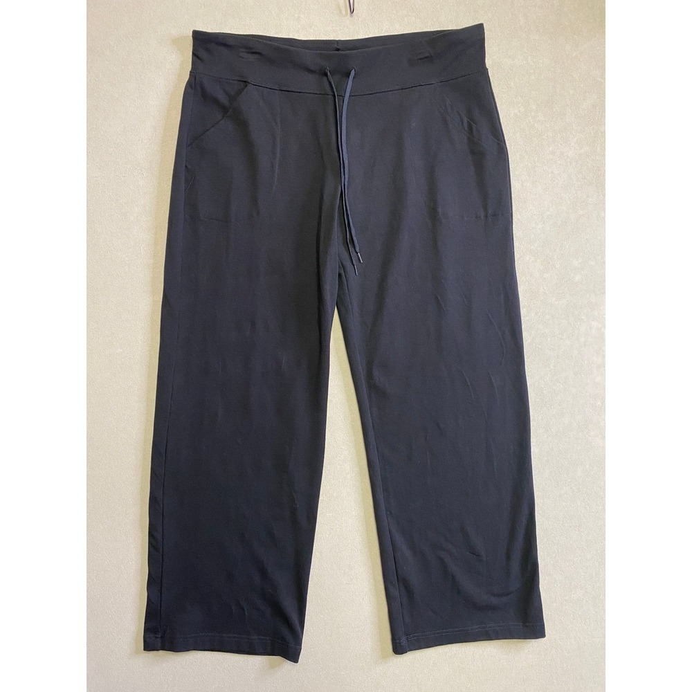 Athletic Works Womens Black Knit Drawstring Straight Leg Pants XL 16P-18P Petite